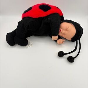 VTG Anne Geddes Baby Ladybug Bean Bag Filled Plush Sleeping Baby Doll 16”